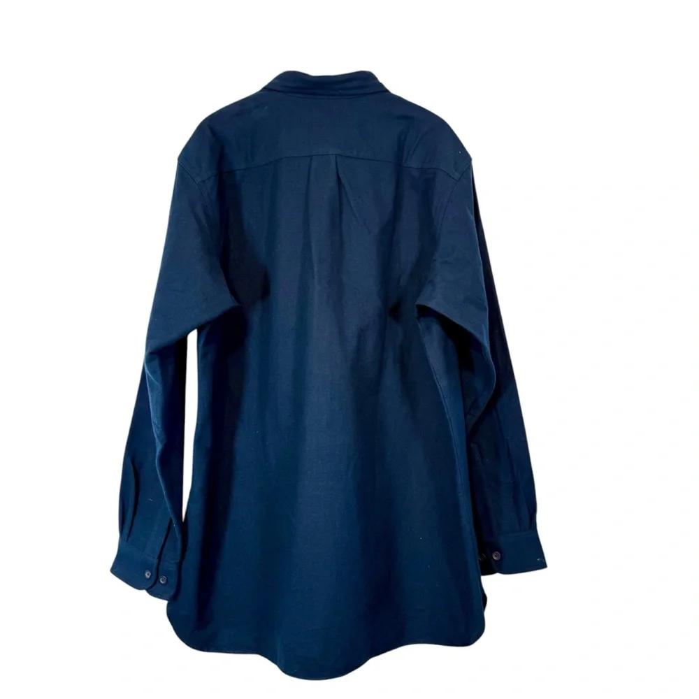 LL Bean Chamois Cloth Shirt XL Tall Traditional Fit Patch Pocket Flannel Navy - Picture 3 of 10